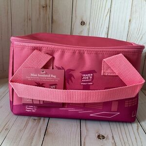 NWT Trader Joe’s MINI Insulated Bag Cooler Tote Handles Pink Two Tone